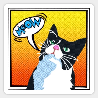 Comic Strip Tuxedo Cat Sticker